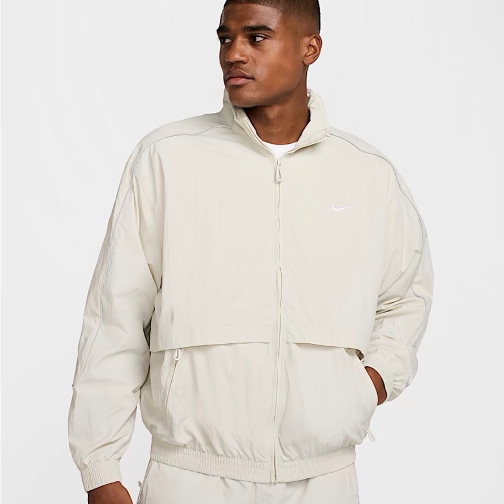Nike Sportswear Solo Woven Zip‎ Track Jacket Mens L-Tall Light Bone FB8622-072